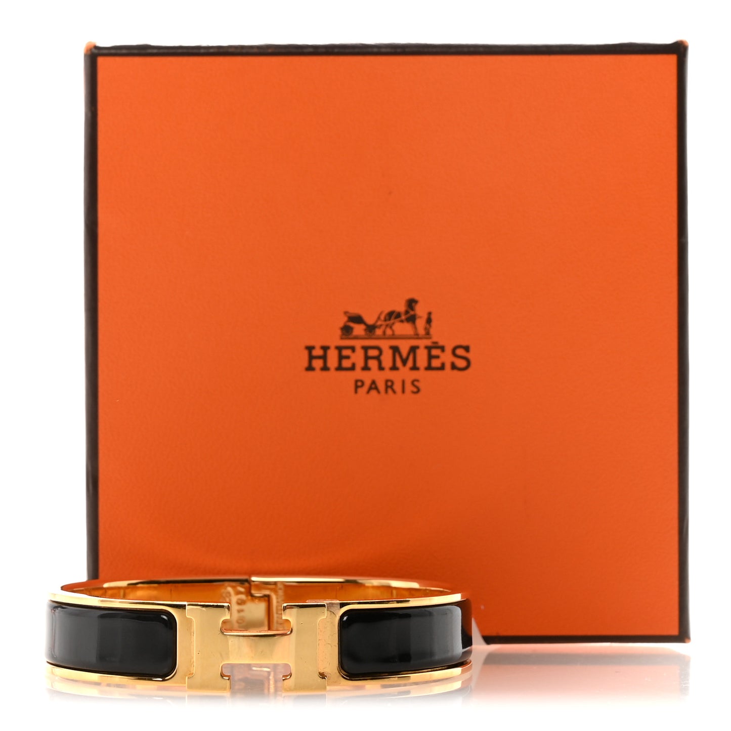 Enamel Narrow Clic Clac H Bracelet PM Black