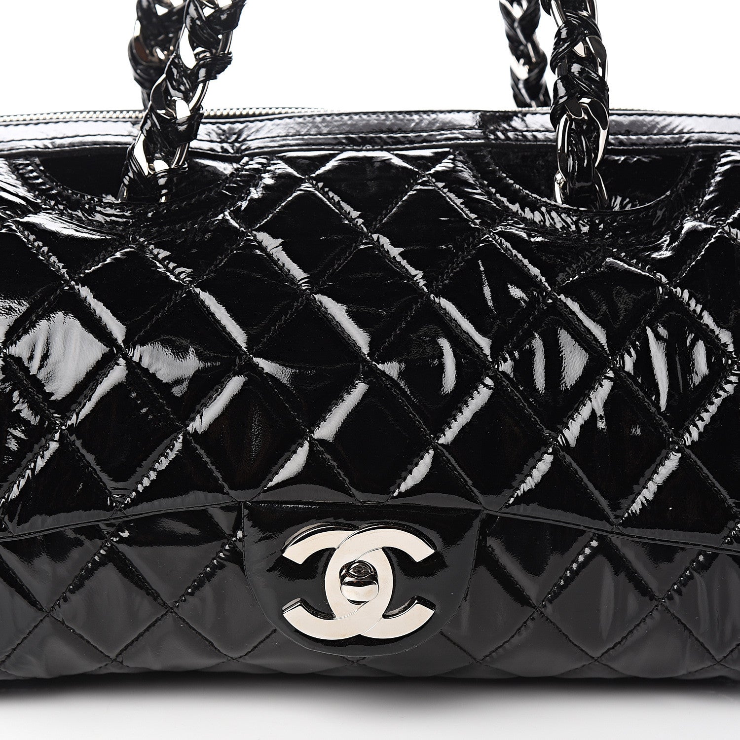 Chanel Patent Quilted Day Glo Flap Bag Black 9 of 10