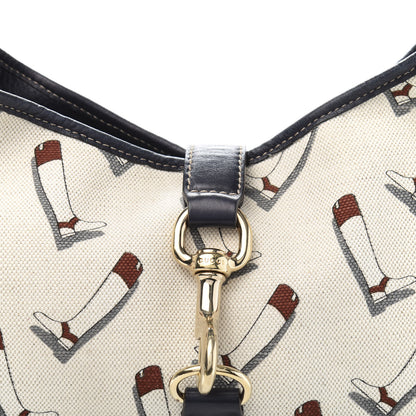 Gucci Canvas Boot Print Medium Jackie Hobo Navy 13 of 13