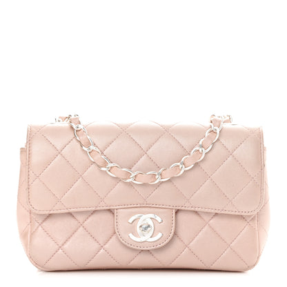 Chanel Metallic Lambskin Quilted Extra Mini Rectangular Flap Pink 1 of 15
