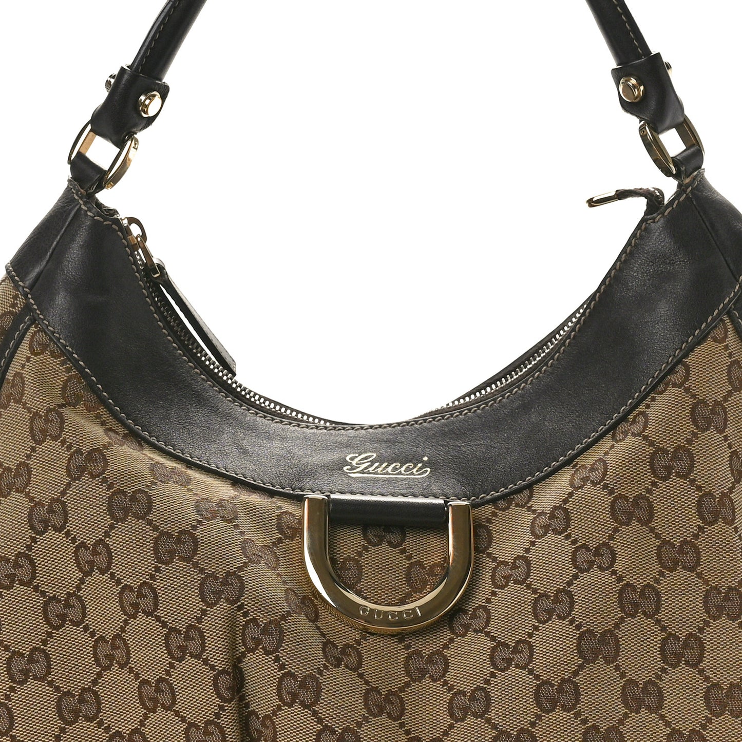 Monogram Large D Gold Hobo Dark Brown
