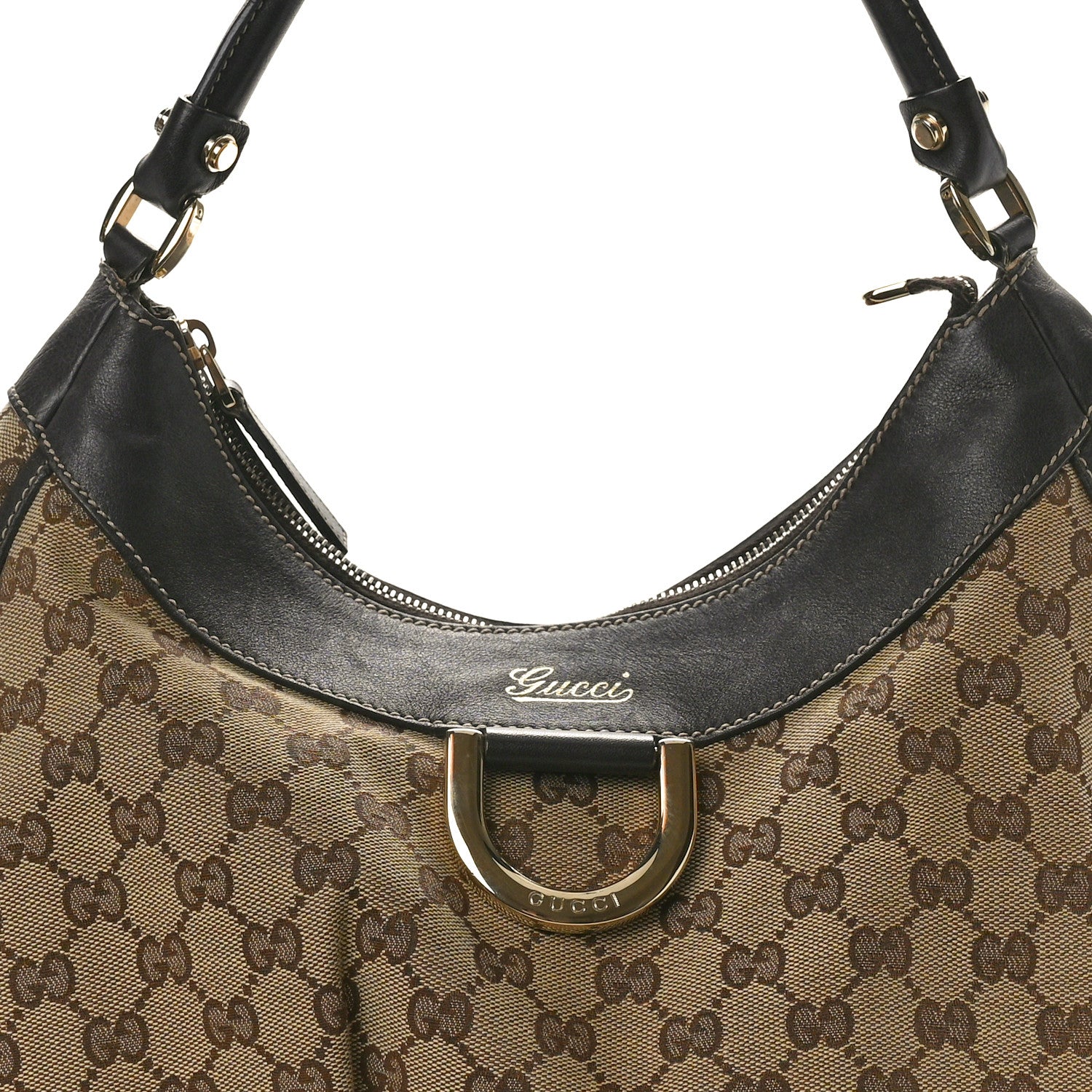 Gucci Monogram Large D Gold Hobo Dark Brown 8 of 13