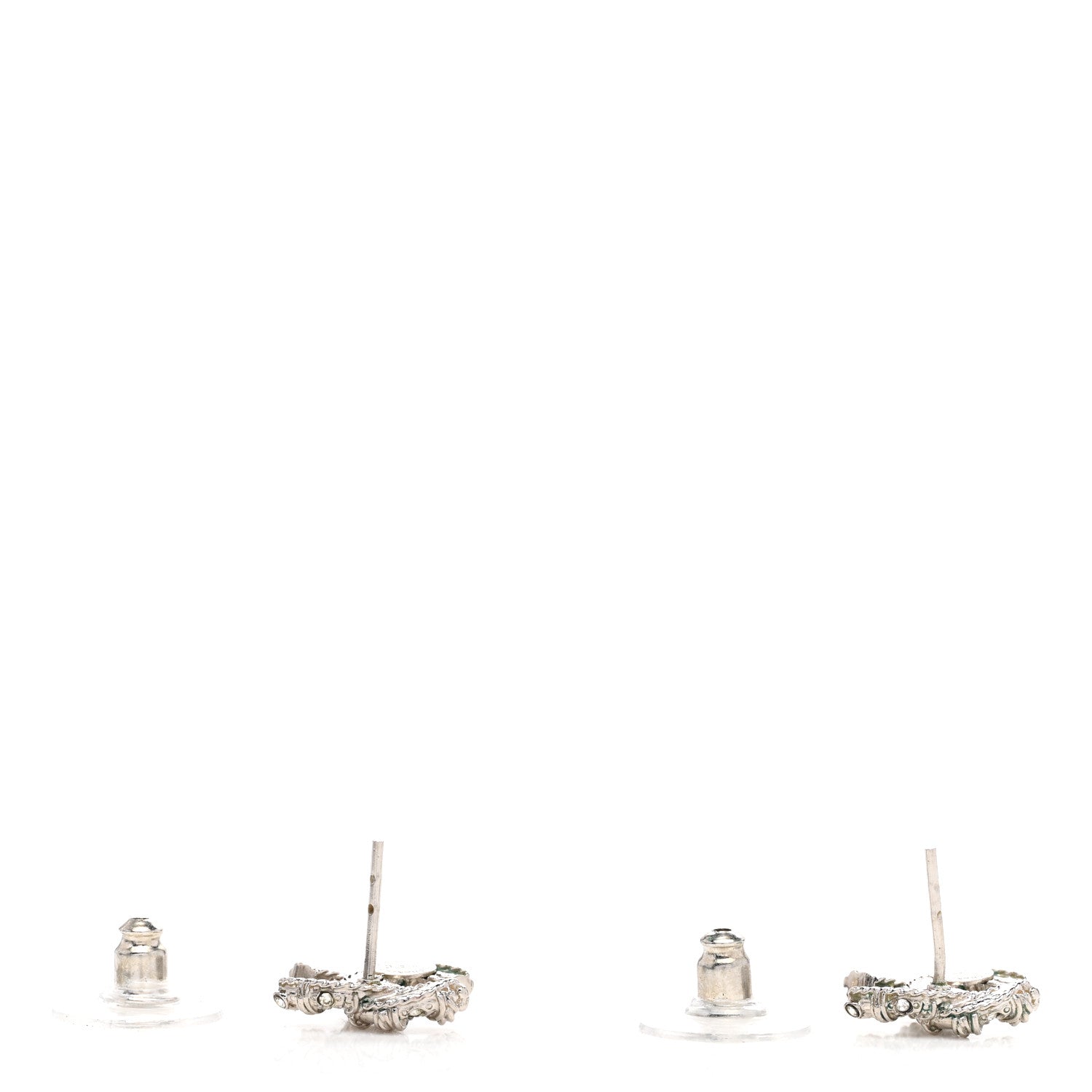 Chanel Metal Crystal Mini Twist CC Earrings Silver 3 of 4