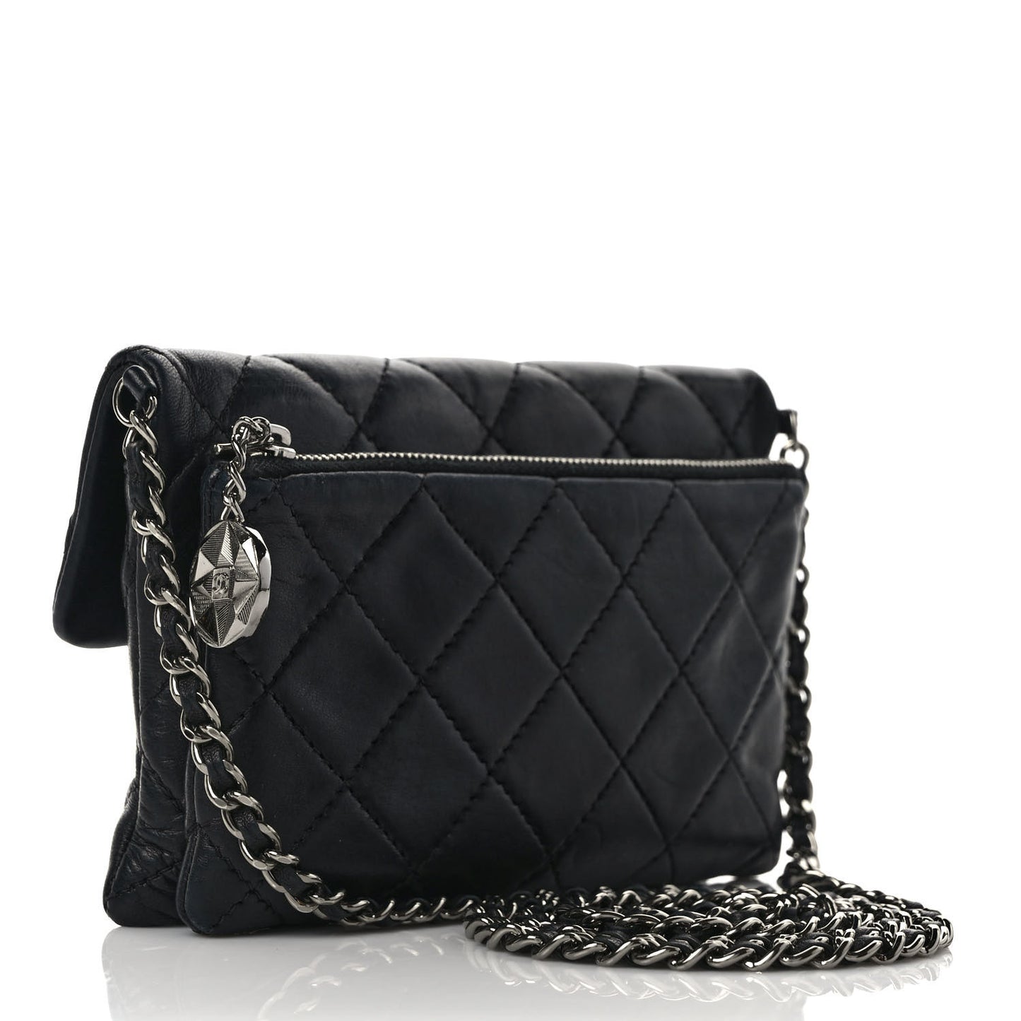 Lambskin Quilted Mini Mineral Nights Flap Crossbody Bag Black