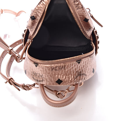 MCM Metallic Visetos Studded X-Mini Bebe Boo Backpack Champagne Gold 7 of 10