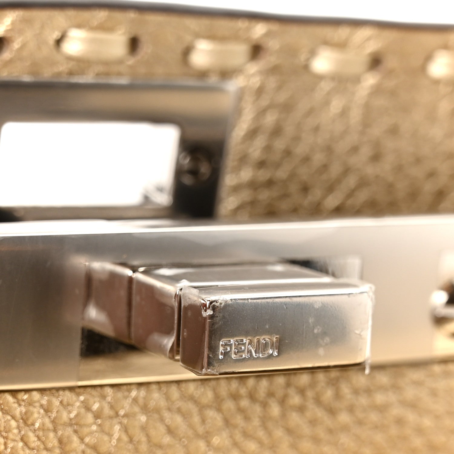 Fendi Metallic Cuoio Roma Sellerissima Nappa Sintetica Tape Stitch Petite Peekaboo I SEE U Iconic Satchel Platino 8 of 11