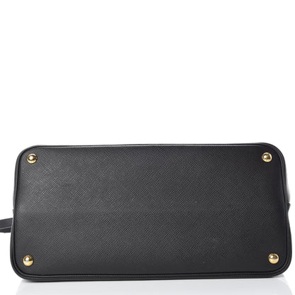 Prada Saffiano Cuir Large Double Bag Black Fuoco 23 of 23