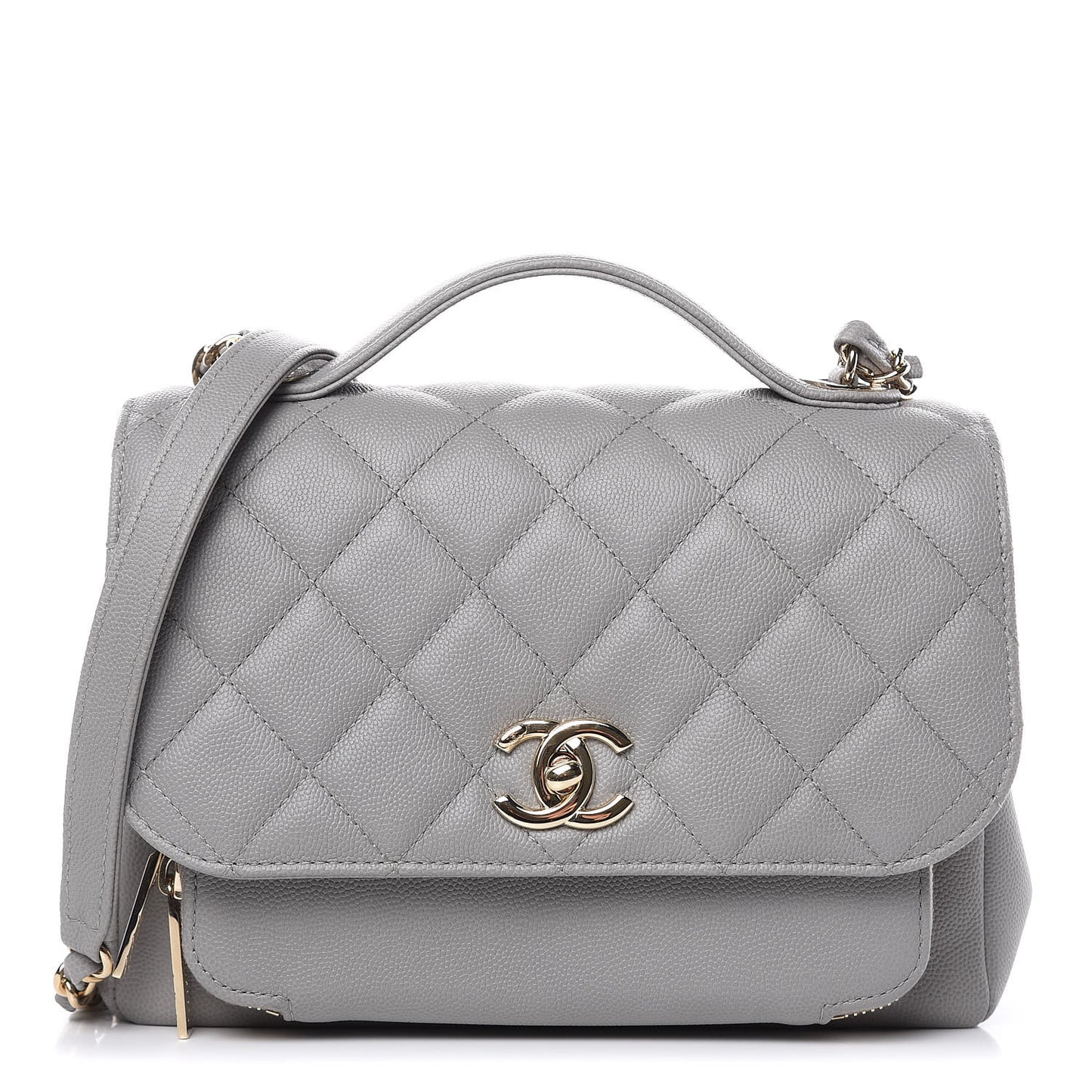 Caviar Quilted Medium Business Affinity Flap Grey