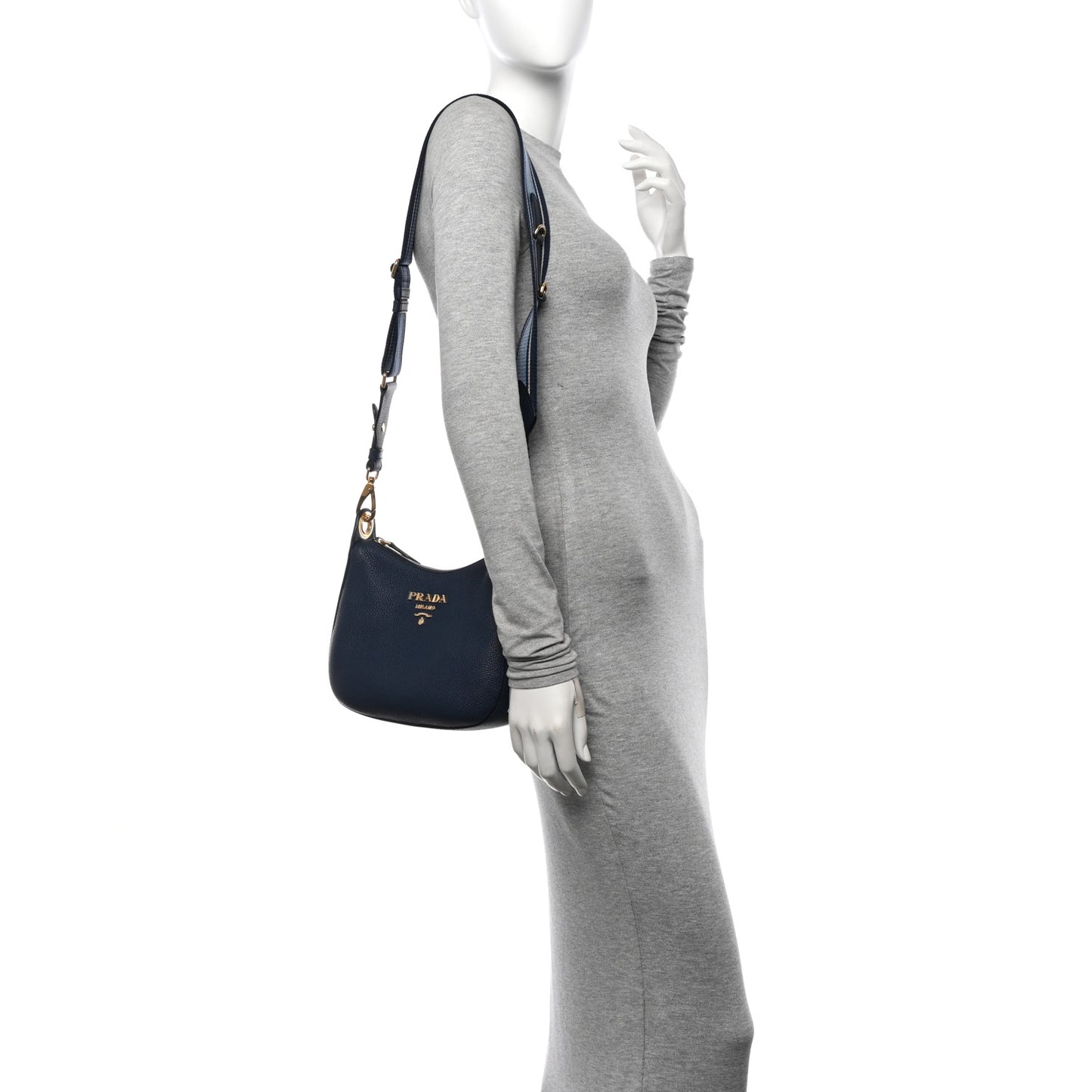 Vitello Phenix Small Zippered Messenger Hobo Baltico