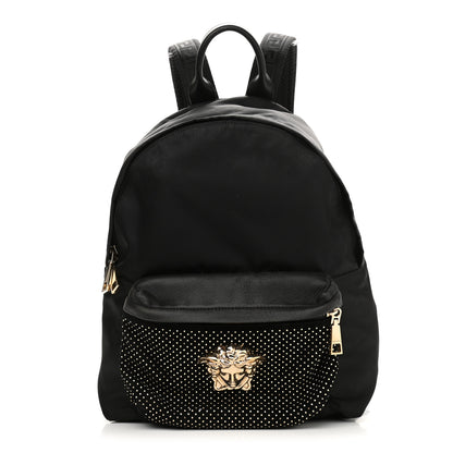 Versace Nylon Goatskin Studded Palazzo Medusa Backpack Black 1 of 11