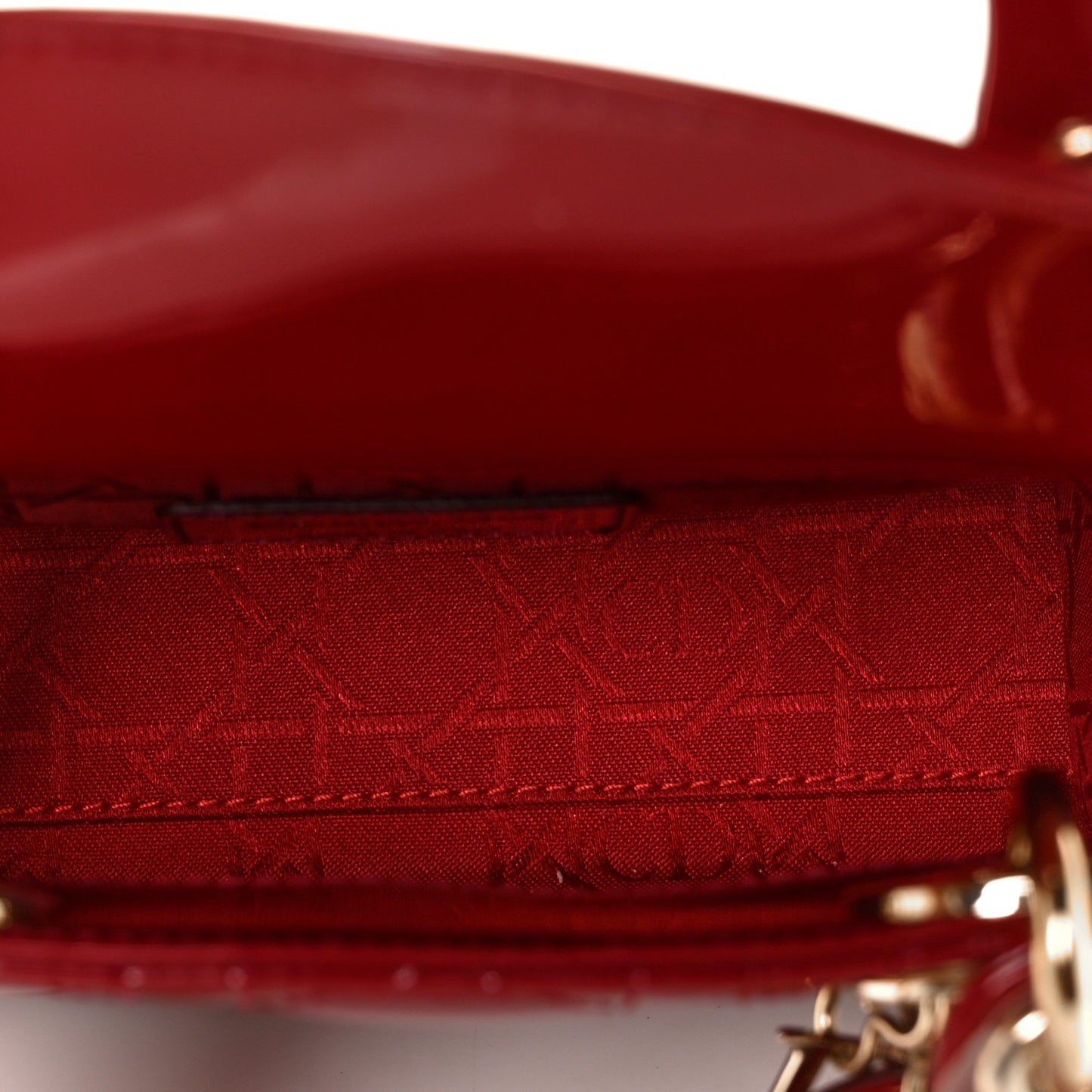 Patent Cannage Mini Lady Dior Red