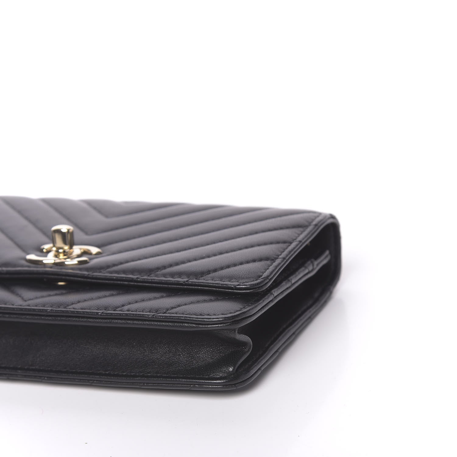 Chanel Lambskin Chevron Quilted Trendy CC Wallet On Chain WOC Black 10 of 15
