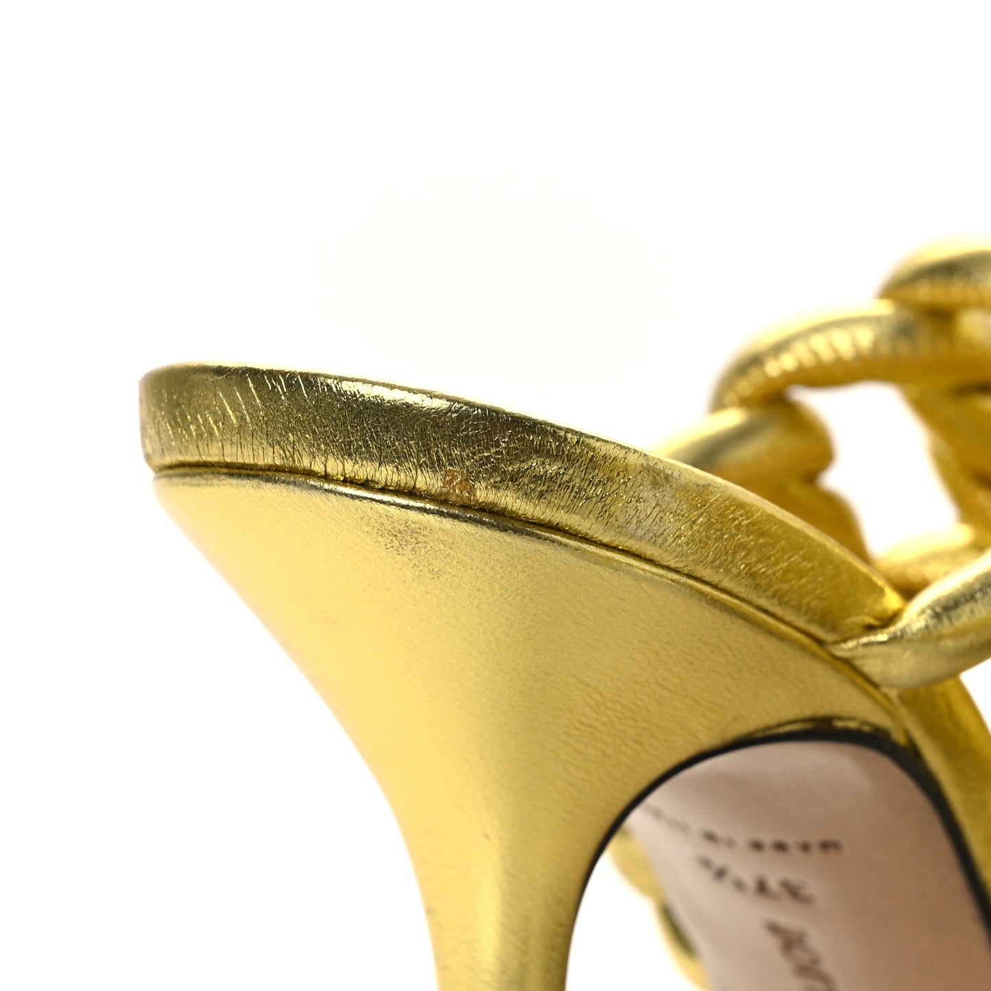 Metallic Nappa Reflection Weave Stretch Mules Sandals 37.5 Gold