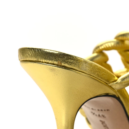 Bottega Veneta Metallic Nappa Reflection Weave Stretch Mules Sandals 37.5 Gold 11 of 13