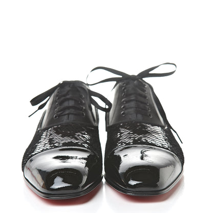 Christian Louboutin Patent Paillettes Greggo Orlato Flat Oxfords 40.5 Black 2 of 9