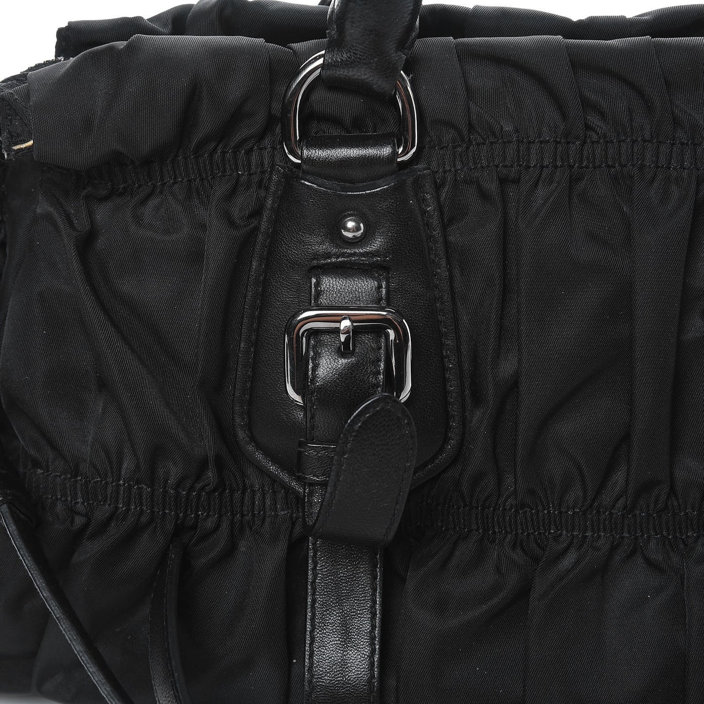 Tessuto Nylon Nappa Braided Gaufre Shopping Satchel Black
