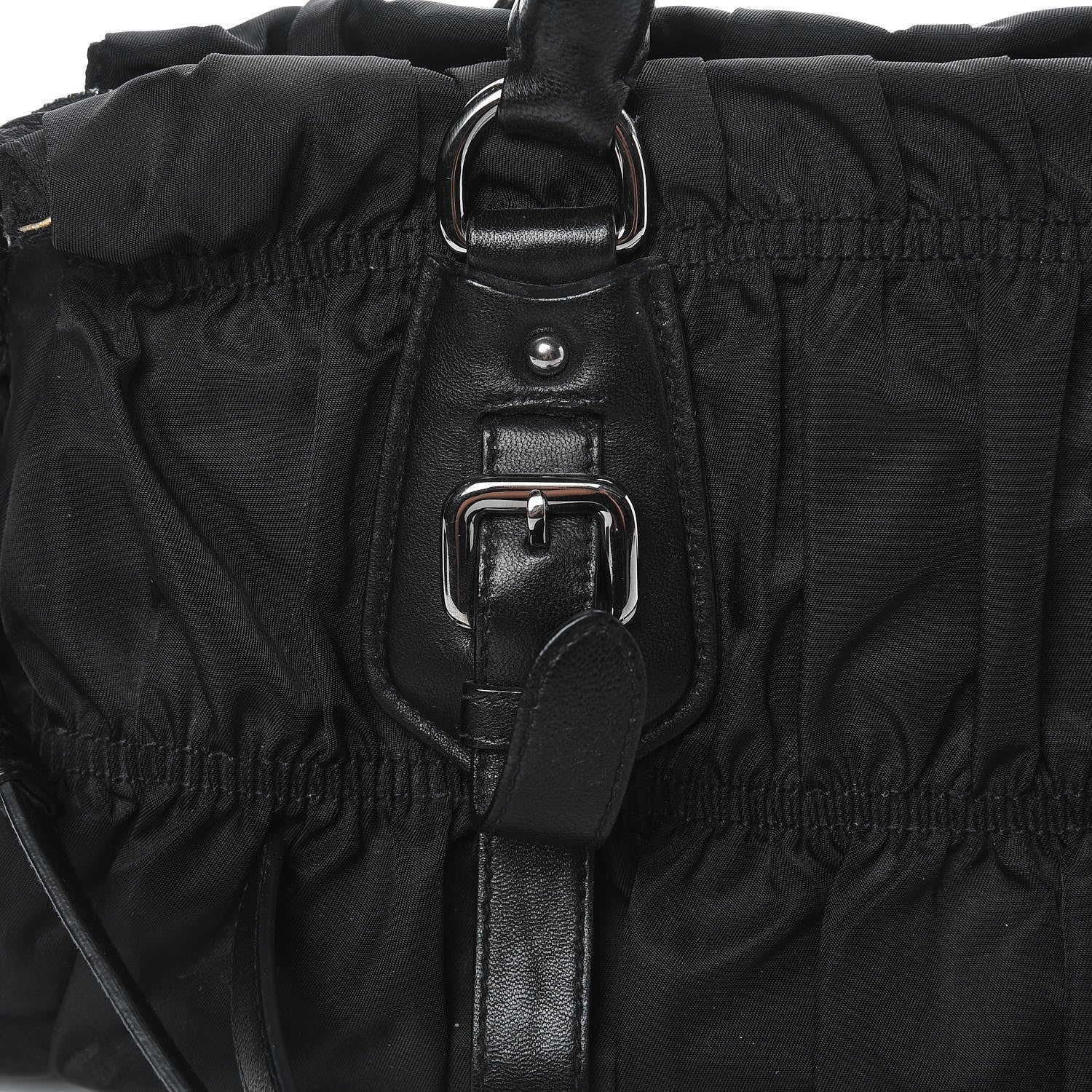 Prada Tessuto Nylon Nappa Braided Gaufre Shopping Satchel Black 9 of 10