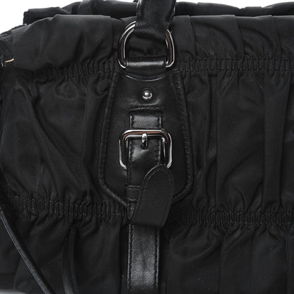 Prada Tessuto Nylon Nappa Braided Gaufre Shopping Satchel Black 9 of 10