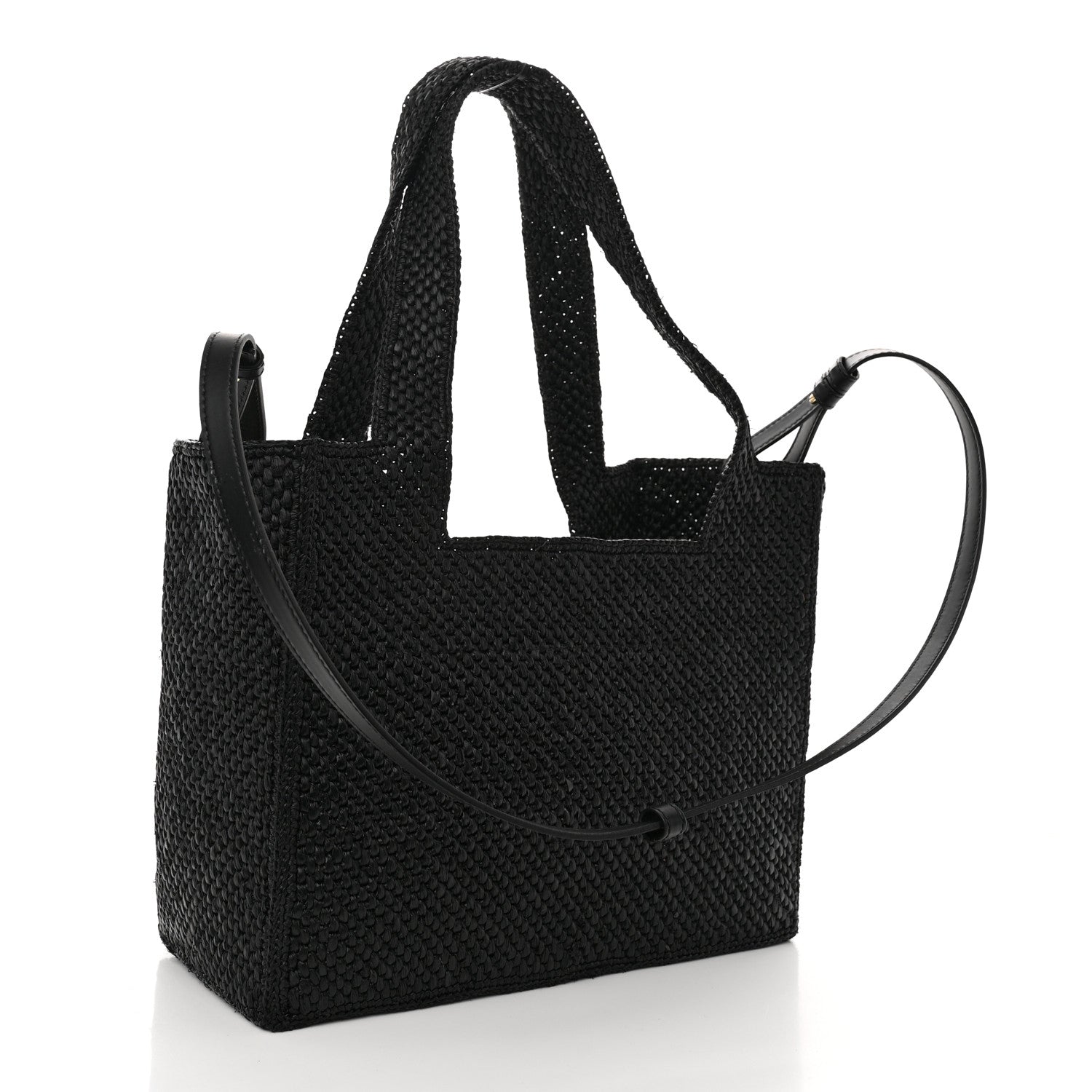 Loewe Raffia Medium Paula's Ibiza Logo Tote Black White 3 of 10