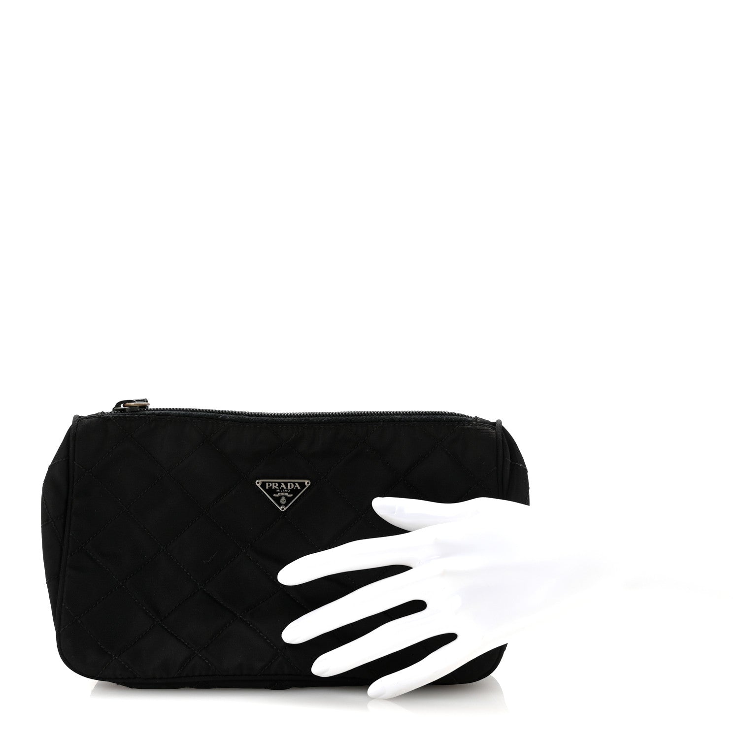 Prada Tessuto Nylon Quilted Necessaire Pouch Black 2 of 6