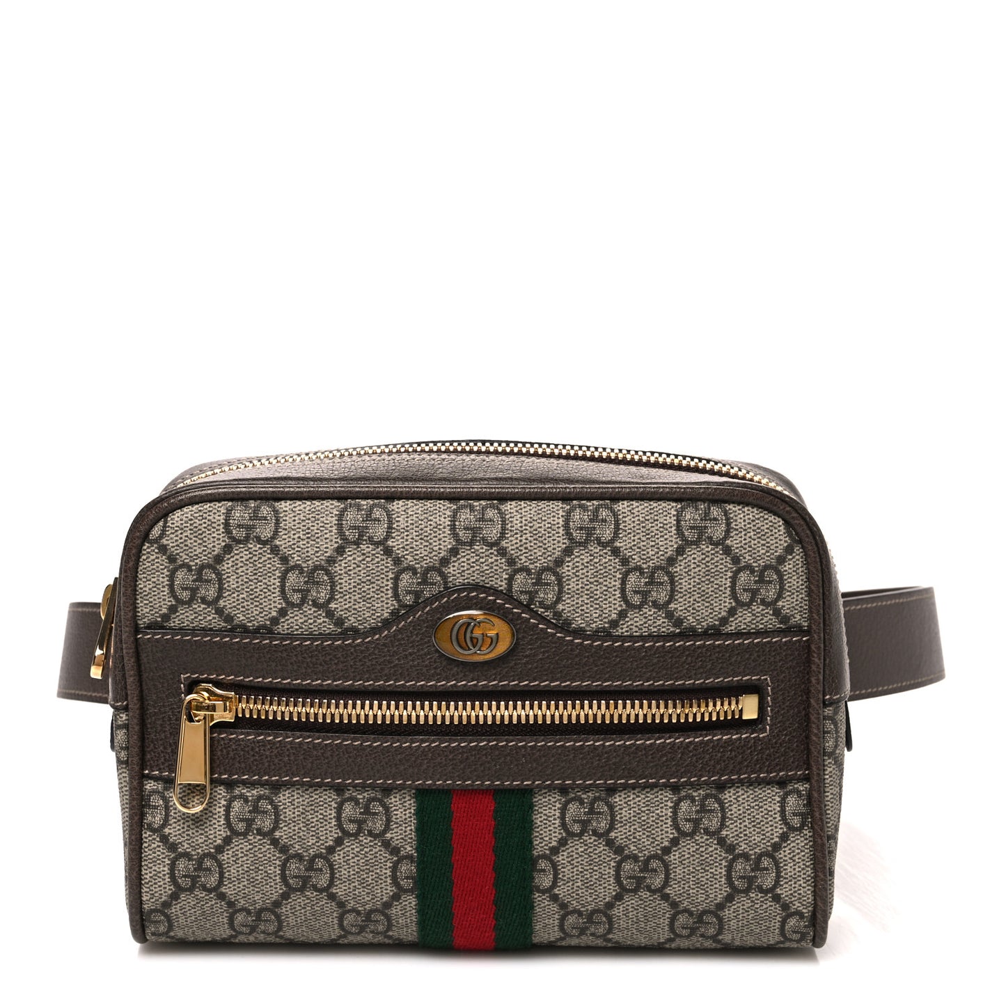 GG Supreme Monogram Web Small Ophidia Belt Bag 85 34 Dark Brown