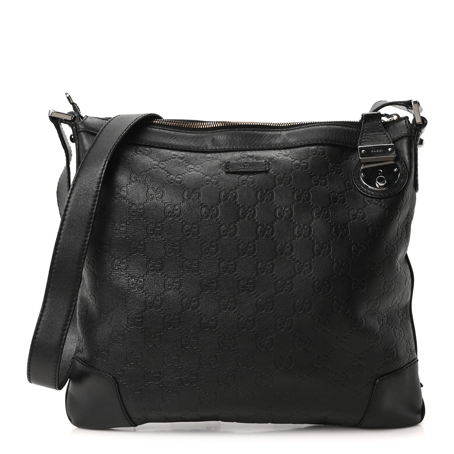 Gucci Guccissima GG Messenger Bag Black 1 of 10