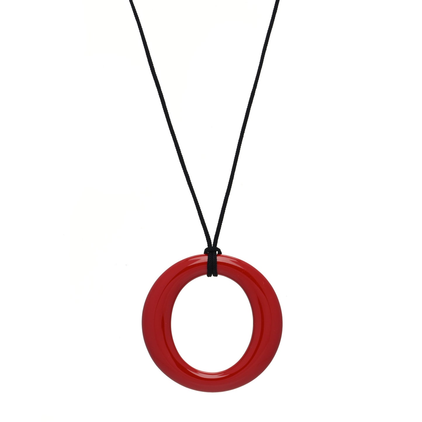 Lacquer Hardwood Elsa Peretti Sevillana Pendant Cord Necklace Red