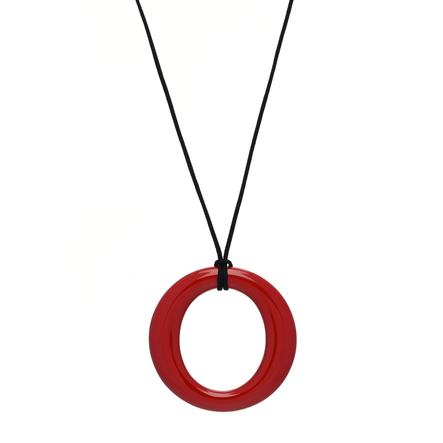 Tiffany Lacquer Hardwood Elsa Peretti Sevillana Pendant Cord Necklace Red 1 of 5