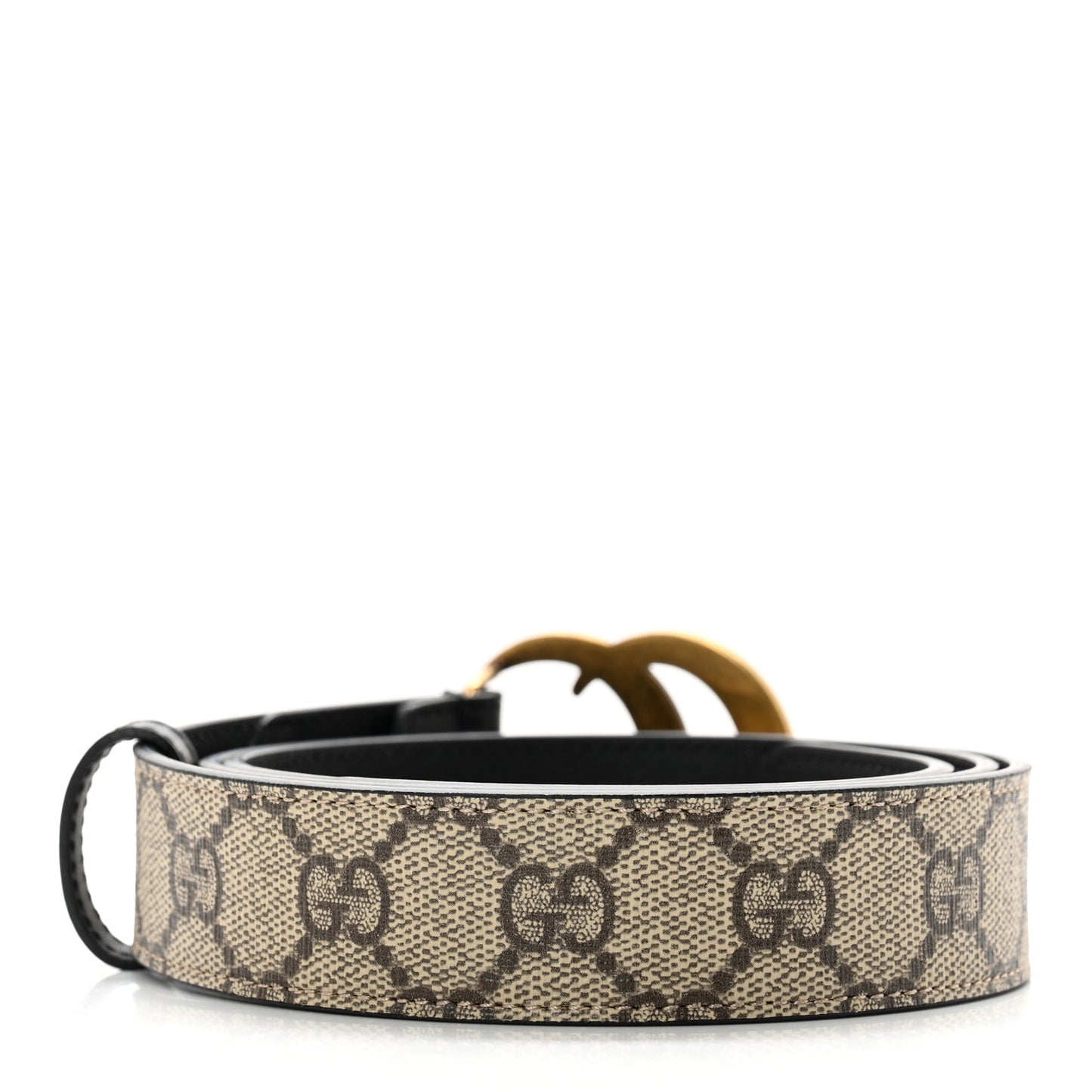 GG Supreme Monogram Matte Plutone Calfskin Double G 30mm Belt 95 38 Beige Ebony Black