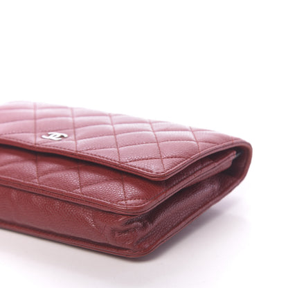Chanel Caviar Quilted Wallet on Chain WOC Red 10 of 11