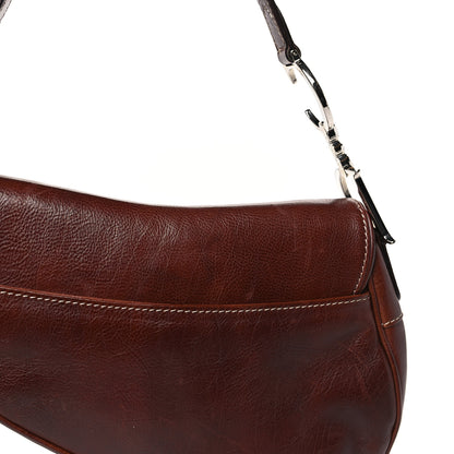 Christian Dior Calfskin Embroidered Romantic Flowers Saddle Bag Brown 10 of 11