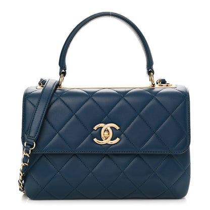 Chanel Lambskin Quilted Small Trendy CC Flap Dual Handle Bag Blue 1 of 10