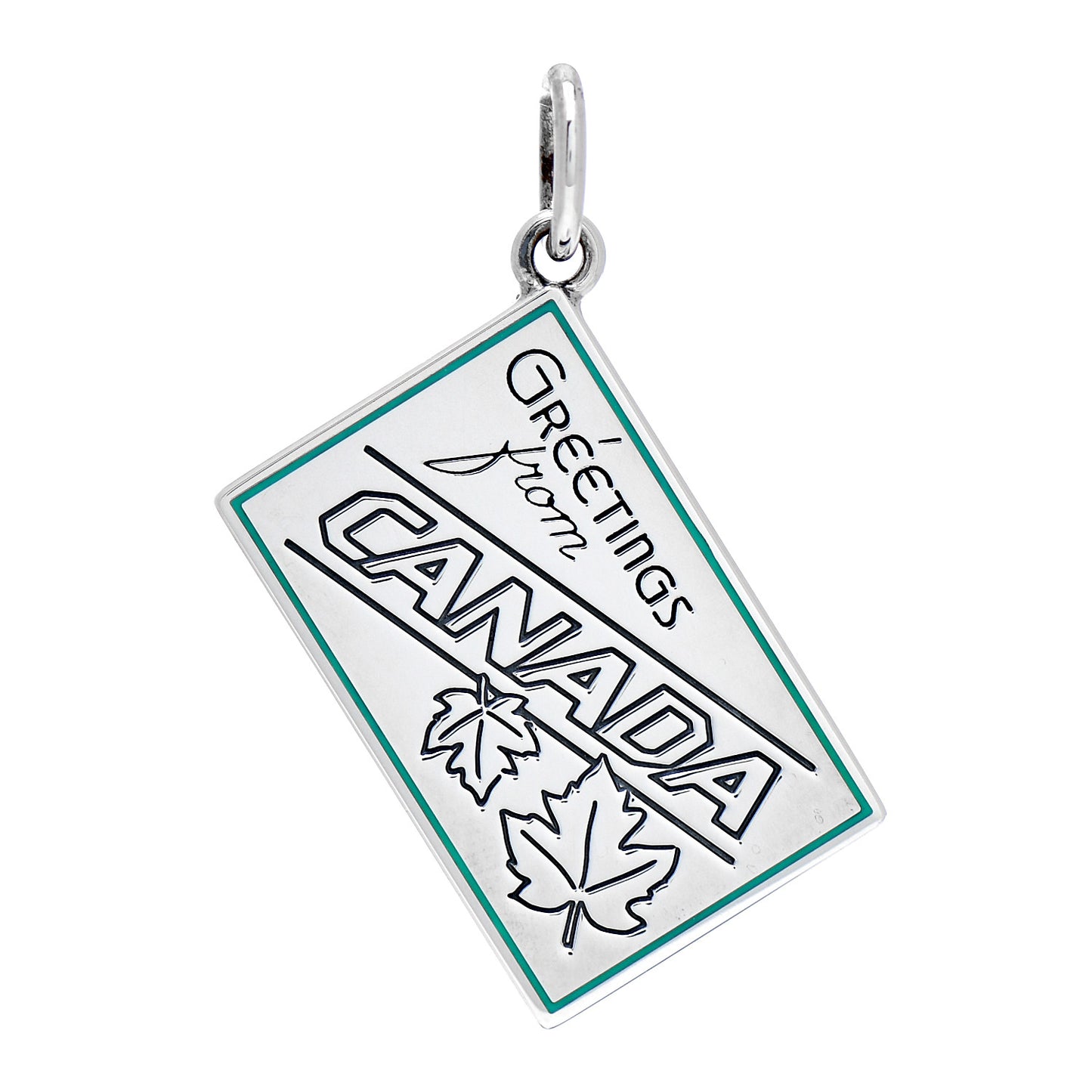 Sterling Silver Enamel Canada Postcard Charm Blue