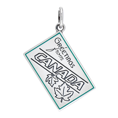 Tiffany Sterling Silver Enamel Canada Postcard Charm Blue 1 of 3