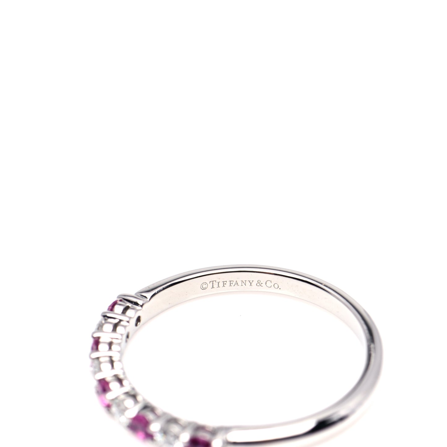 Platinum Diamond Pink Sapphire 2.2mm Embrace Half Circle Ring 52 6