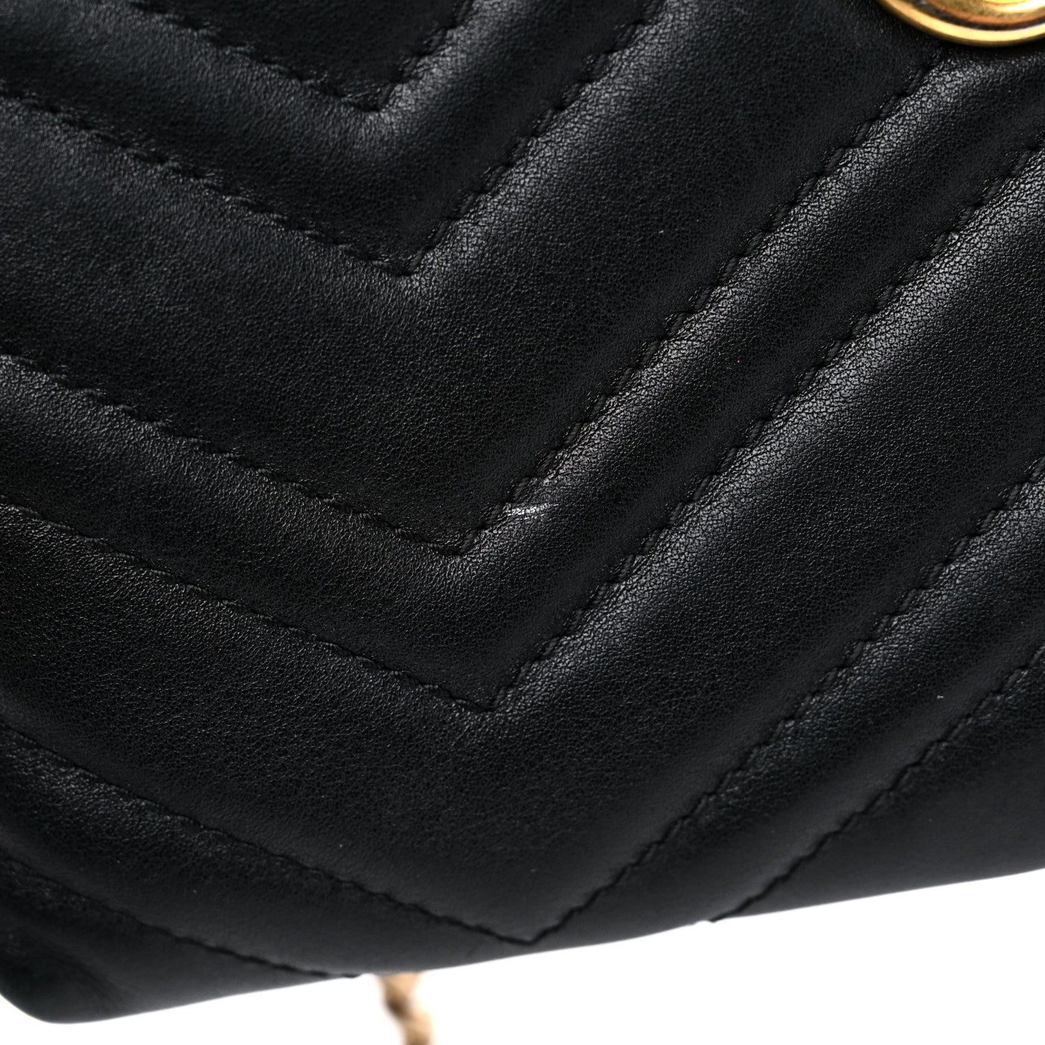 Gucci Calfskin Matelasse Mini GG Marmont Chain Bag Black 14 of 14