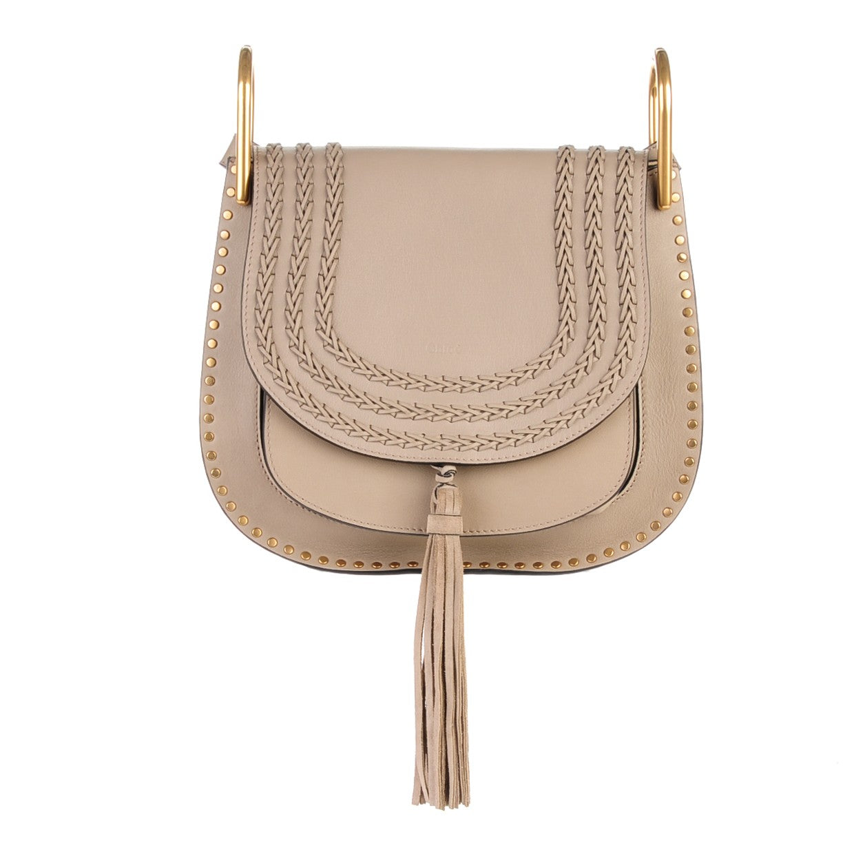 Calfskin Braided Medium Hudson Shoulder Bag Motty Grey