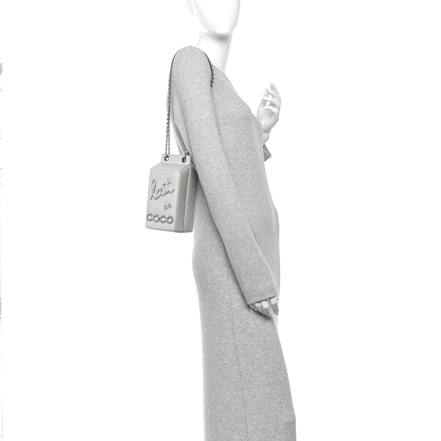 Chanel Metallic Goatskin Lait de Coco Milk Carton Bag Silver 2 of 14