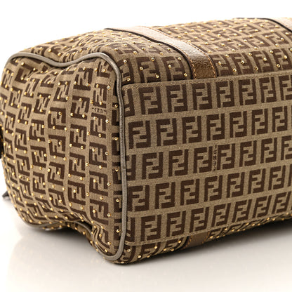 Fendi Zucchino Spalmati Studded Boston Mogano Panna Bruciato 9 of 11