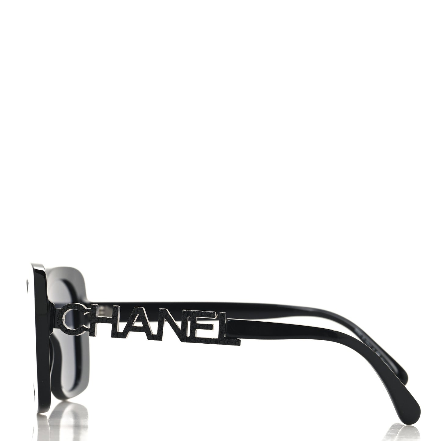 Acetate Strass Polarized Square Sunglasses 5422-B Black