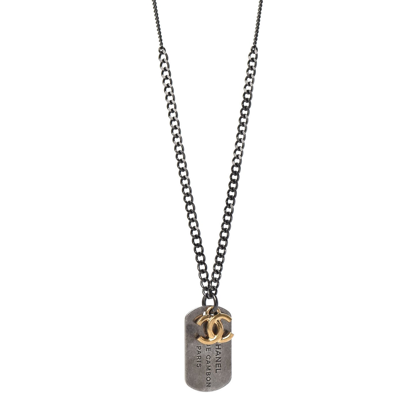 Ruthenium ID Dog Tag Charm Necklace Silver Gold