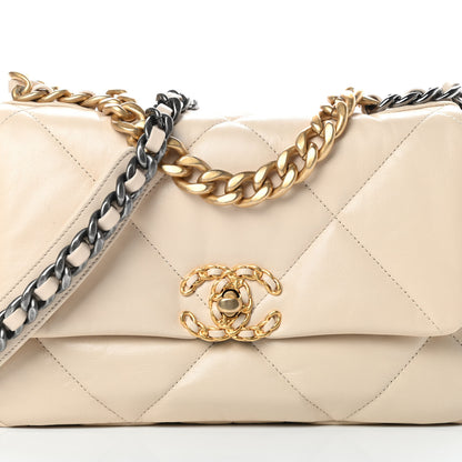 Chanel Lambskin Quilted Medium Chanel 19 Flap Light Beige 8 of 10