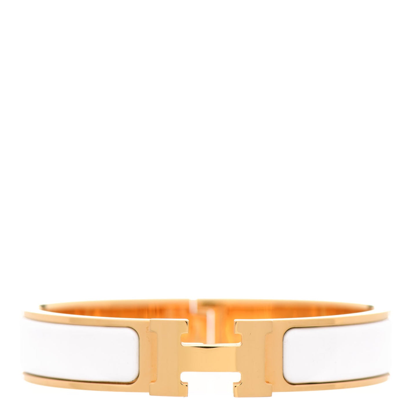Enamel Narrow Clic Clac H Bracelet GM White