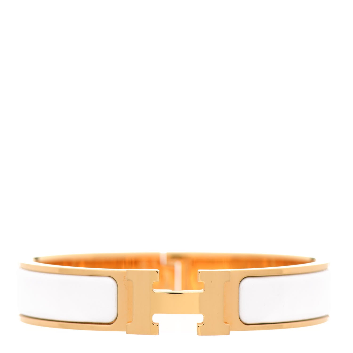 Hermes Enamel Narrow Clic Clac H Bracelet GM White 1 of 5