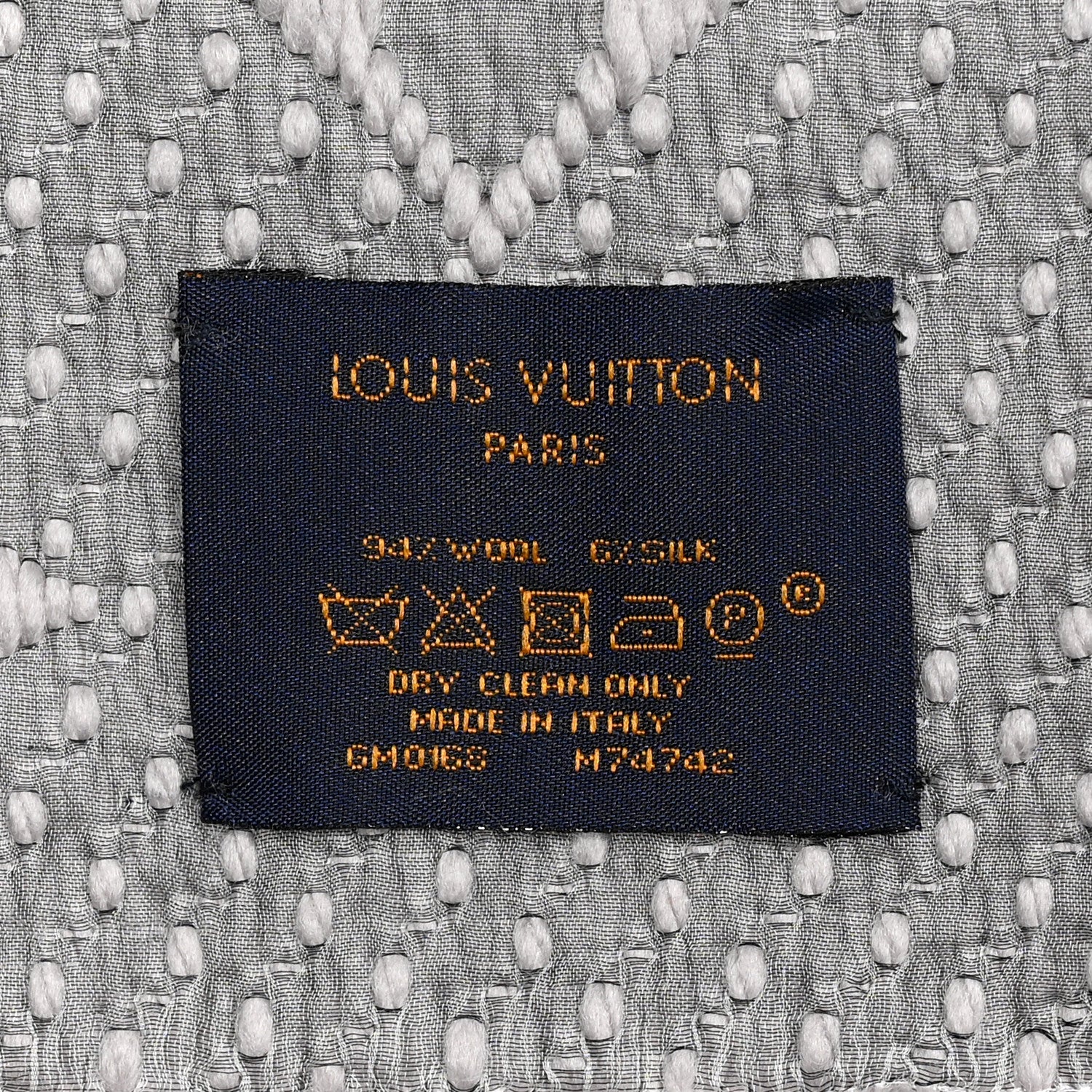 Louis Vuitton Wool Silk Logomania Scarf Pearl Grey 3 of 3