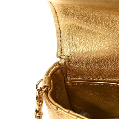 Chanel Metallic Lambskin Quilted East West Chocolate Bar Flap Gold 14 of 16
