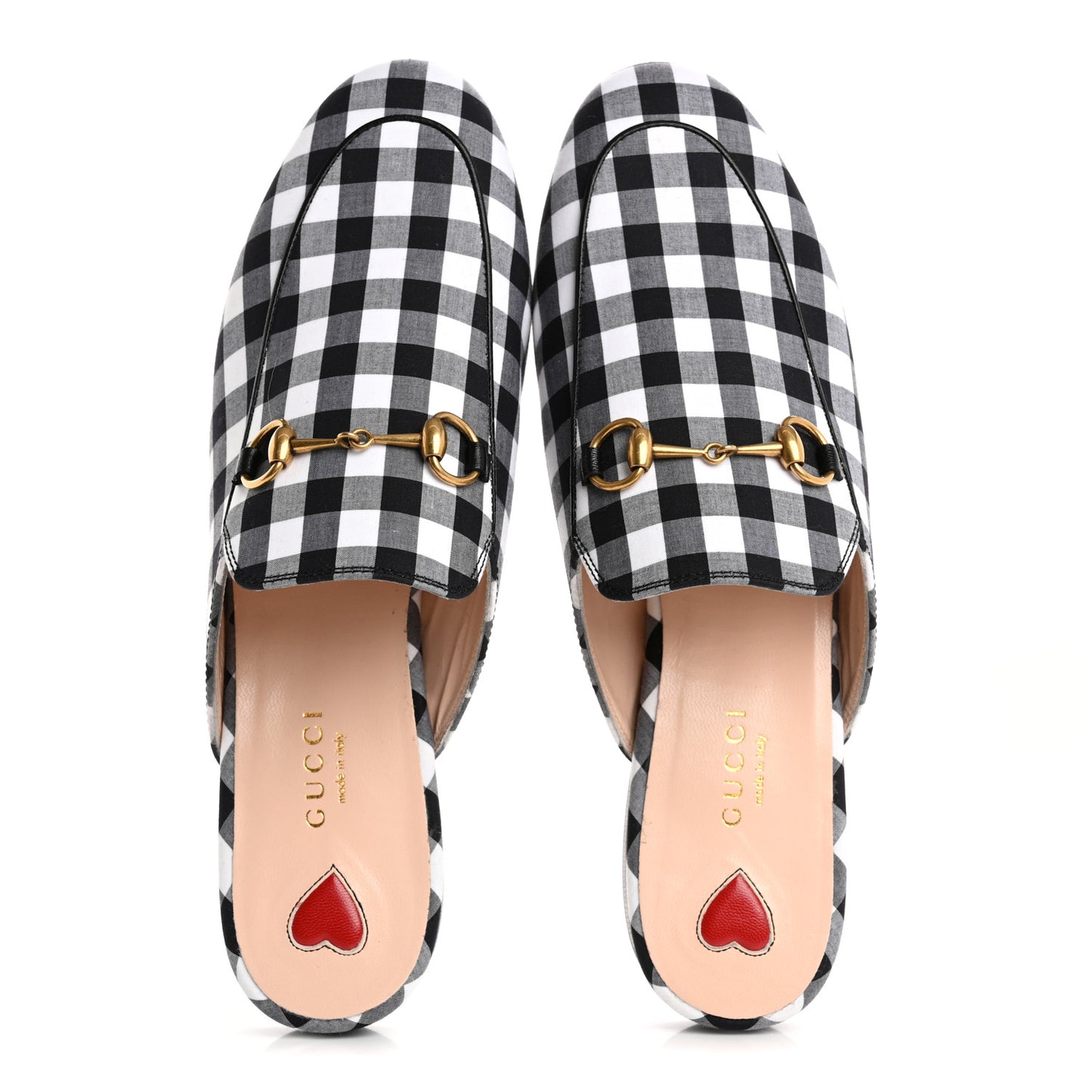 Cotton Gingham Womens Princetown Slippers 38 White Black