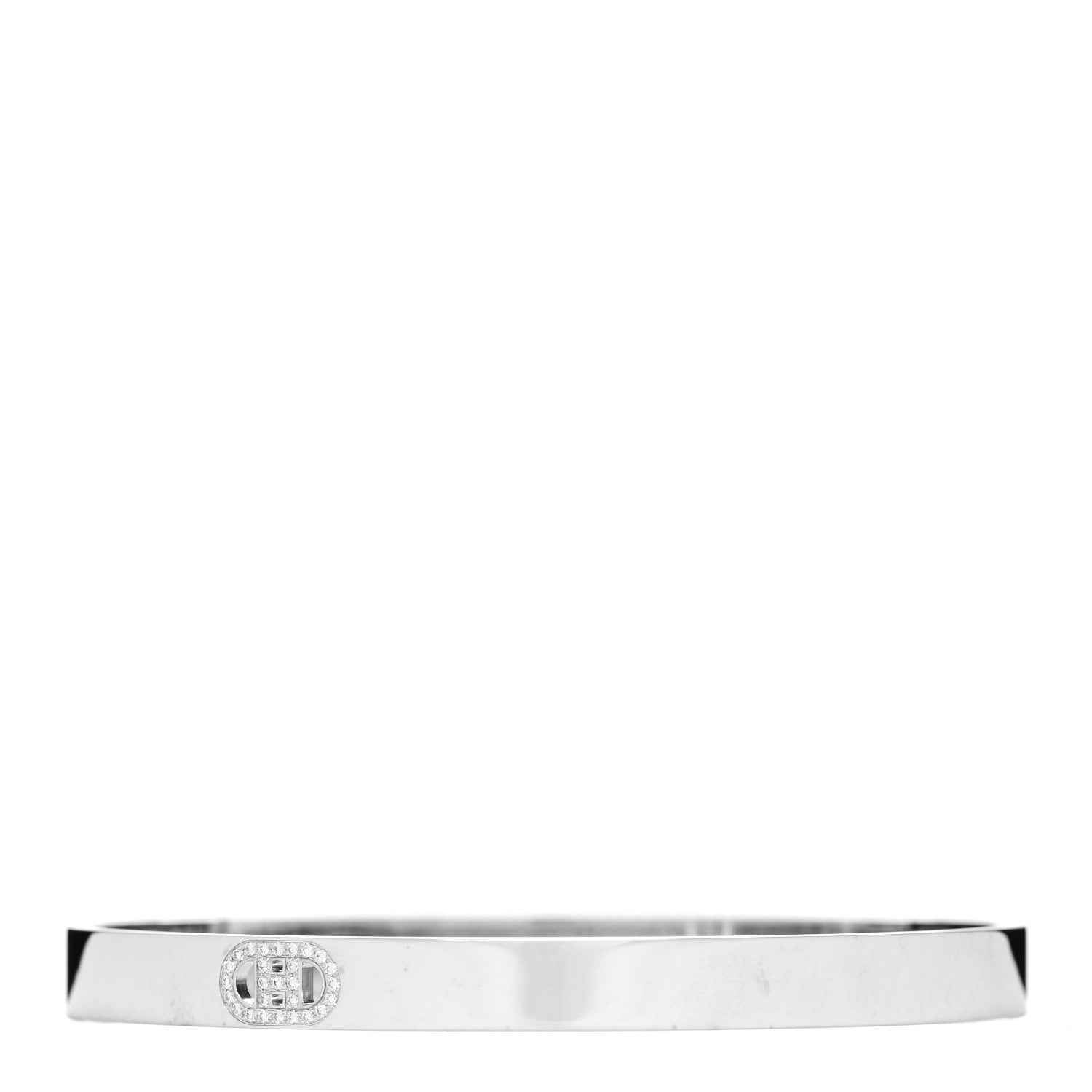 Hermes 18K White Gold Diamond PM H D'Ancre Bracelet SH 1 of 3