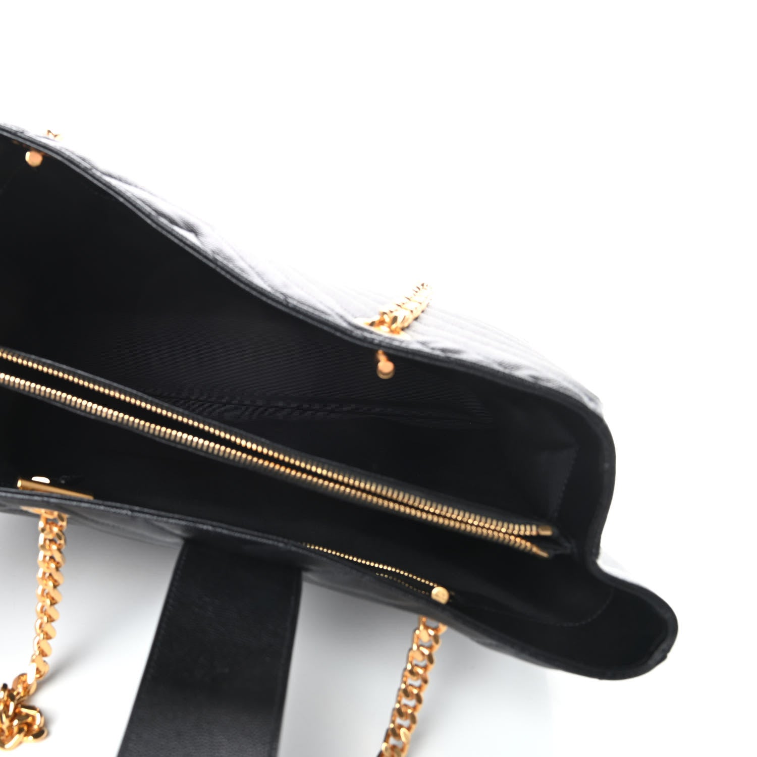 Saint Laurent Grain De Poudre Matelasse Chevron Monogram Shopping Bag Black 5 of 12