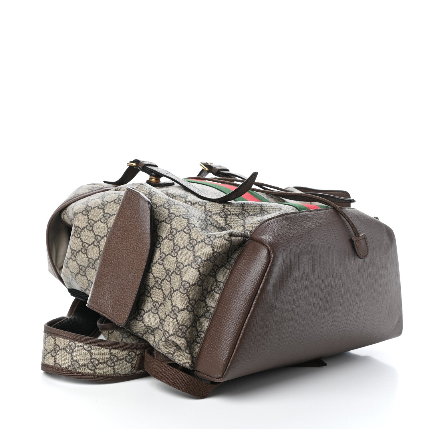 Gucci GG Supreme Monogram Medium Ophidia Double Buckle Backpack Brown 4 of 9